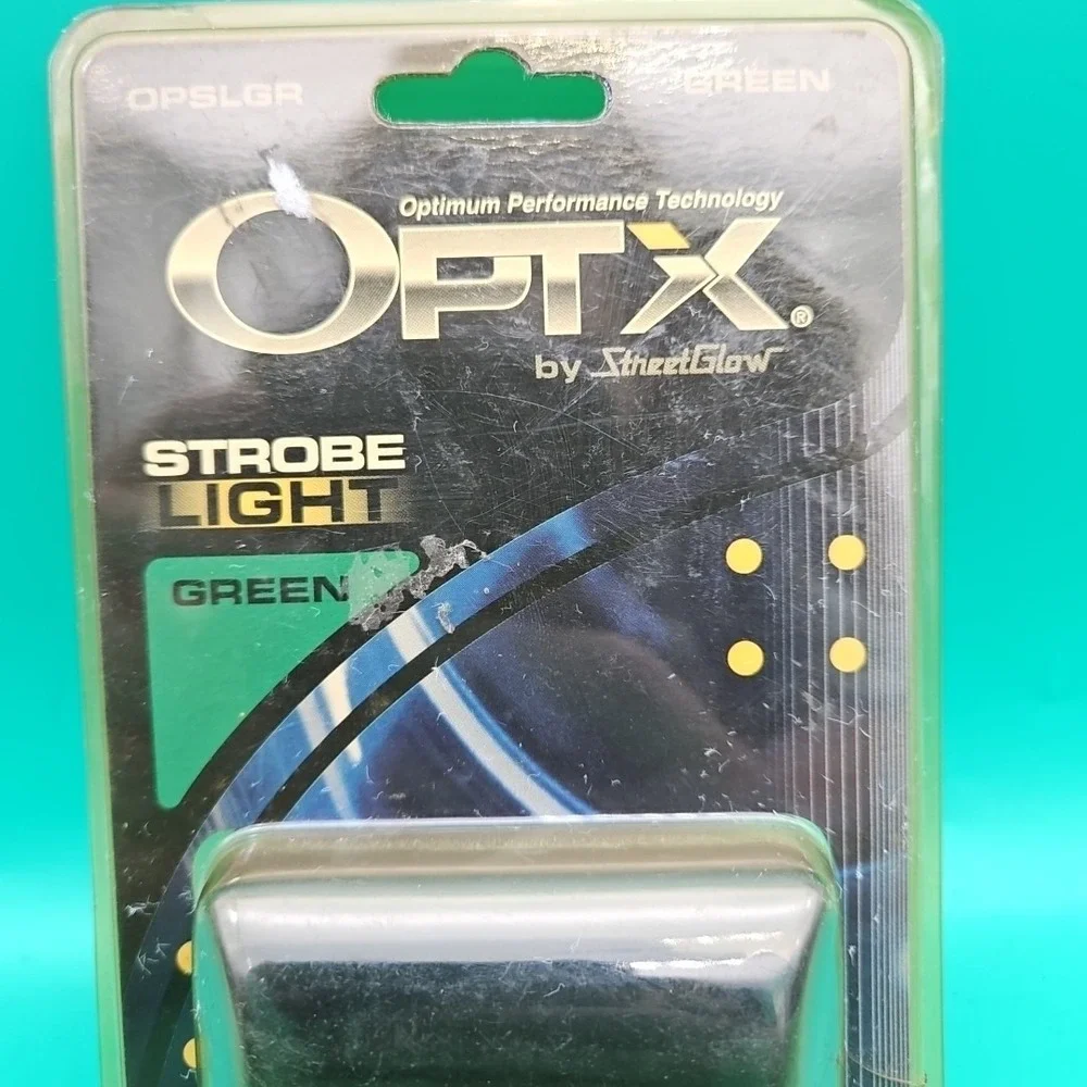Optx Streetglow Strobe Light Green NOS 2002 Vintage OPSLGR Brand New Street Glow